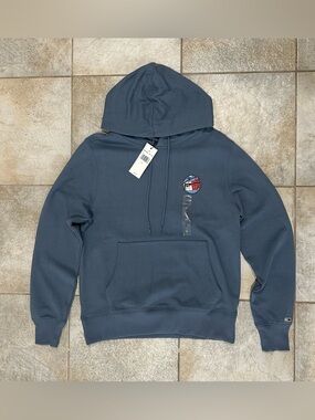 Tommy Hilfiger Slate Blue Pullover Hoodie with Logo Patch